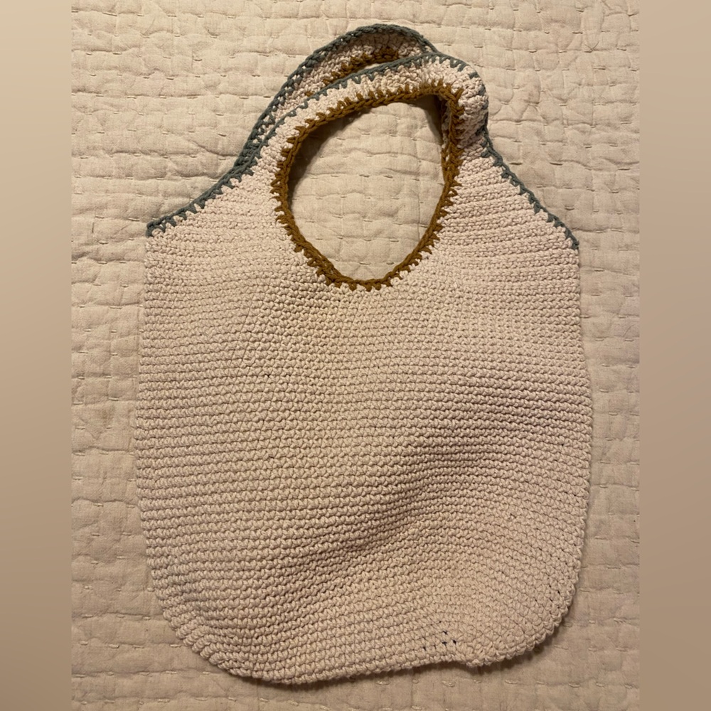 Madewell Cream and Tan Knit Tote Bag